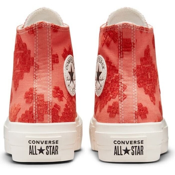 Converse Women Sz  10.5 CTAS Lift Hi Embroidery A02233C Bright Mantra‎ Orange - Picture 3 of 9